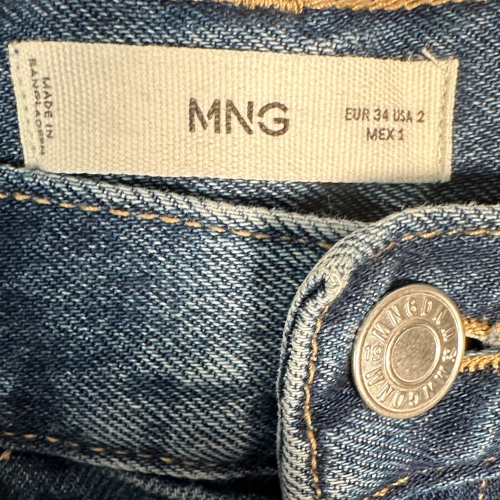 Mango High Waisted Wide Leg Jeans Size 2 | 100% Cotton Button Fly Zipper - Picture 8 of 16